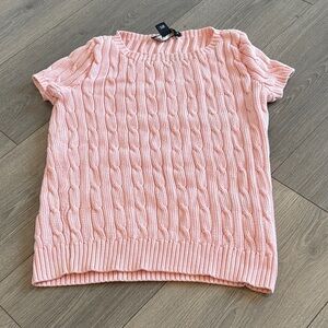 Black Label Ralph Lauren Vintage Cotton Cableknit Top Pink Size Large